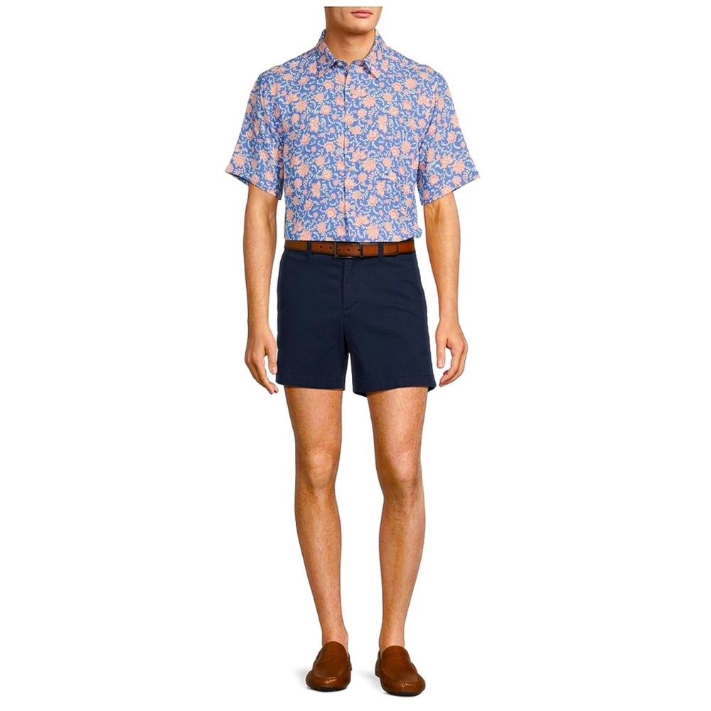 Roundtree & Yorke Casuals Straight Fit Flat Front Washed 5" Chino Shorts
